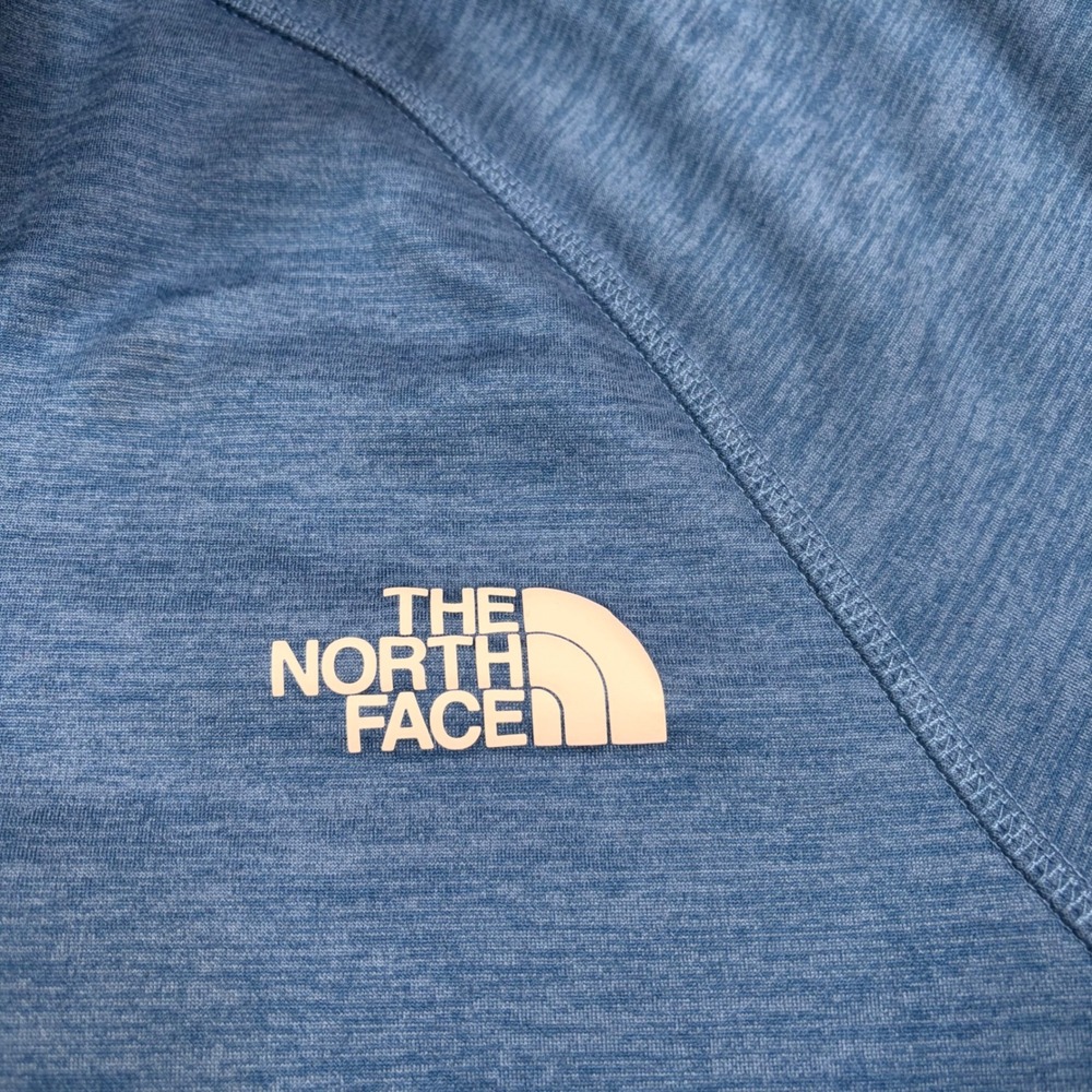 The North Face Mens XL Blue Heathered Quarter Zip Fleece Pullover Chest Pocket - Picture 3 of 9